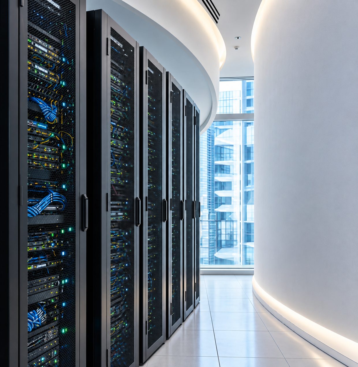 Server racks in a modern data centre